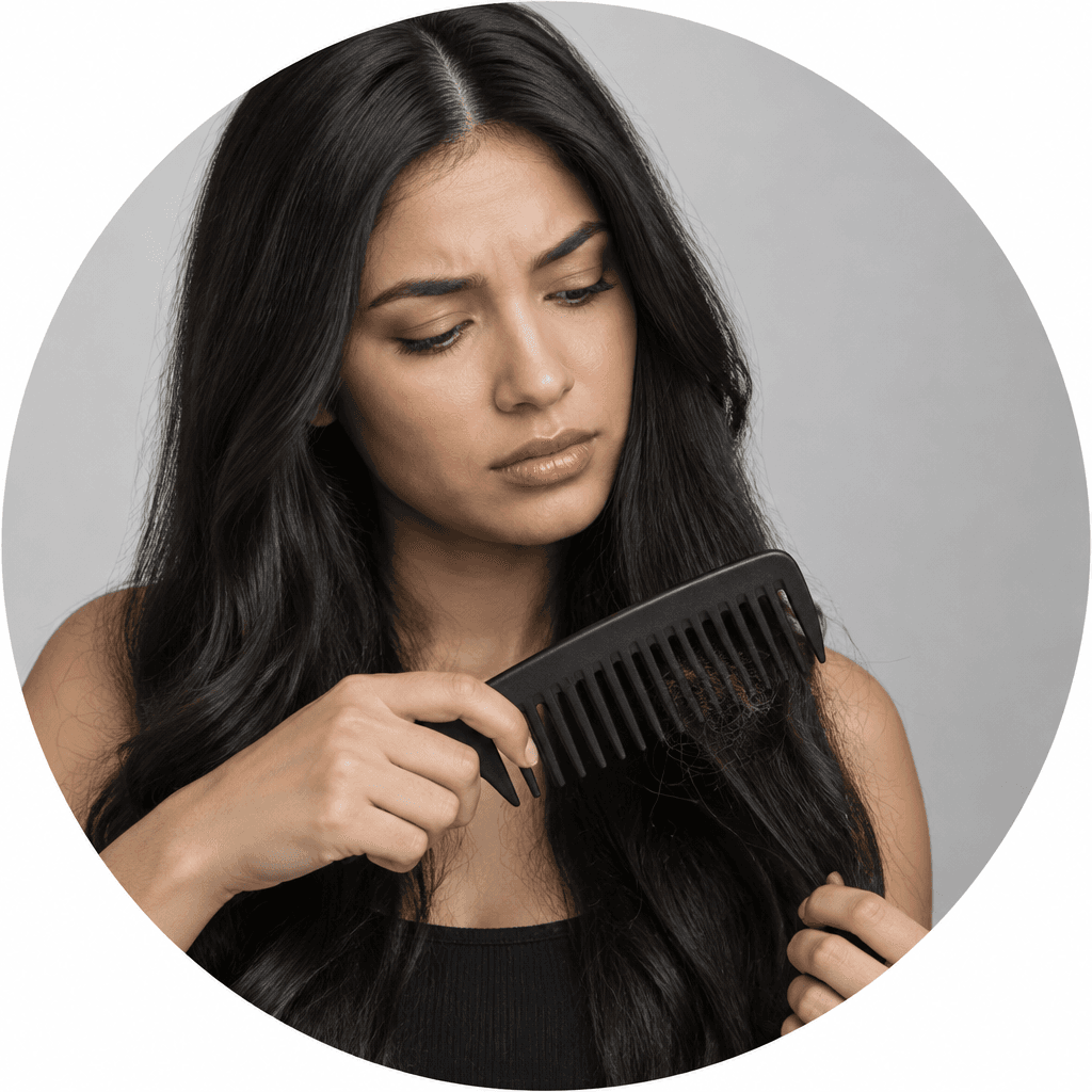 Peineta con pelos caídos
