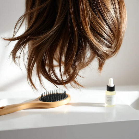 Cabello ondulado y brillante con menos frizz tras el peinado, con seruma suave visible